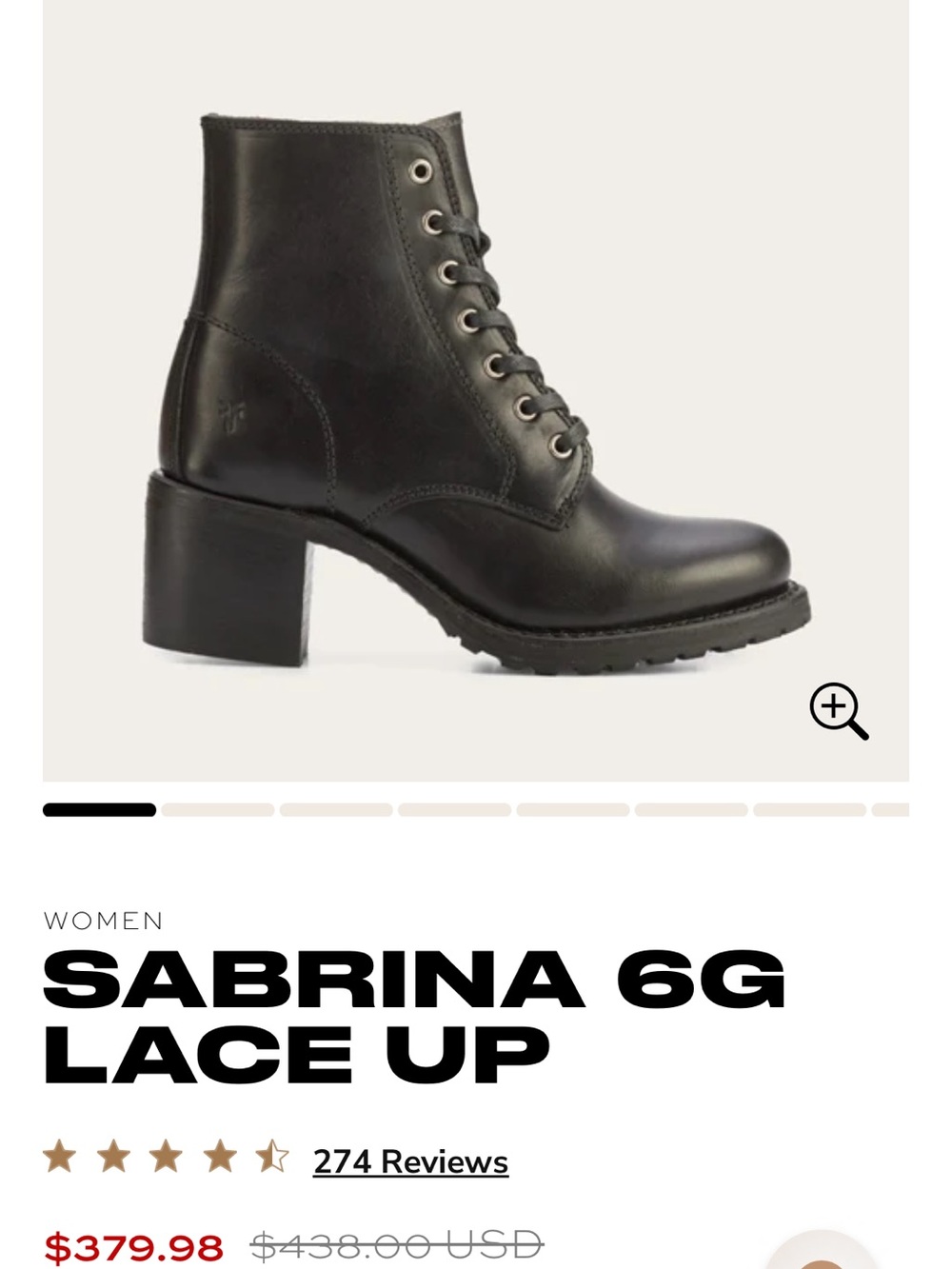 Frye Sabrina Lace-Up Ankle Boot in Black Leather